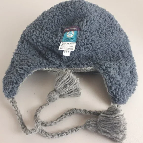 DeLux Knitwits Grey Viking Pilot Knit Hat - Picture 9 of 12